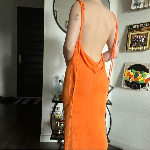 Orange slinky maxi open back dress - Picture 3 of 3
